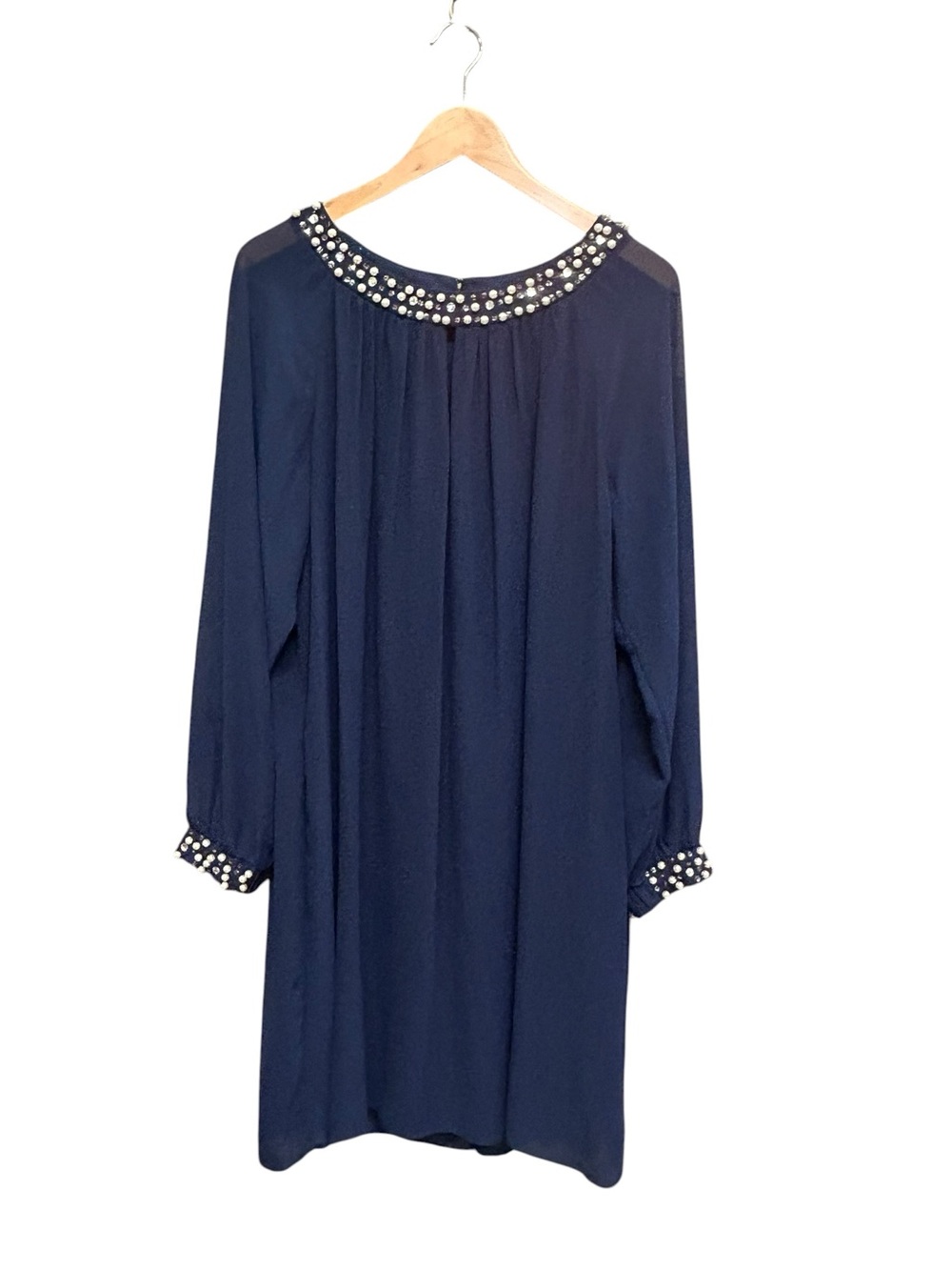 SLNY Beaded Cuff Neckline Navy Blue Cocktail Dress Size 20W